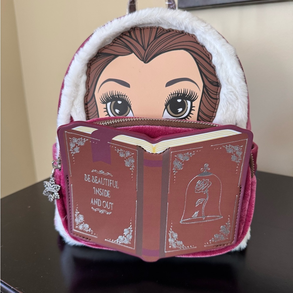 Loungefly Disney Beauty and the Beast Belle Winter Wear Storybook Mini backpack